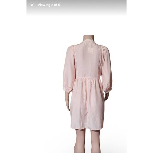 Tunic embroidered peach 3/4 sleeve peasant dress size L - Picture 4 of 6